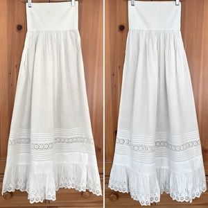 Vintage Edwardian white cotton skirt Pintuck Lace